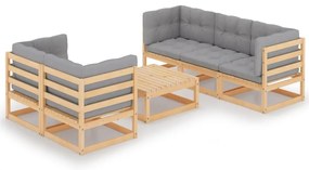 vidaXL Set mobilier de grădină cu perne, 6 piese, lemn masiv de pin