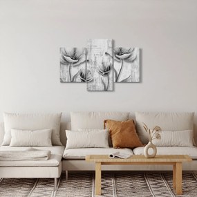 Tablou - Flori alb-negru pe fundal (90x60 cm)