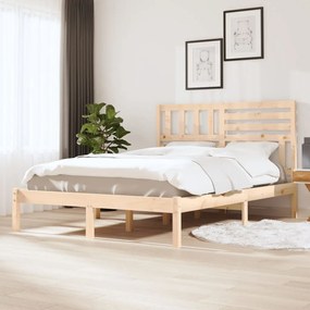 vidaXL Cadru de pat dublu, 135x190 cm, lemn masiv de pin
