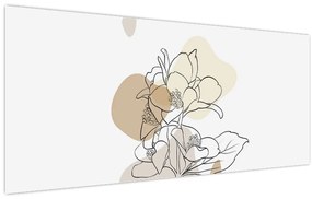 Tablou - Flori bej cu fluture N⁰1 (120x50 cm)