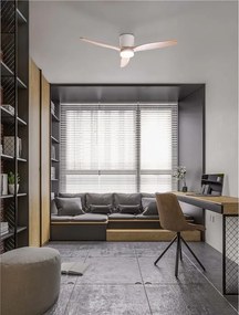 Lustra LED cu Ventilator si telecomanda ALOA alb/natural wood