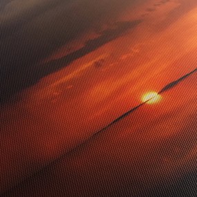 Tabloul apusului de soare cu barca (cu ceas) (90x30 cm)