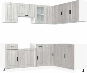 vidaXL Set de dulapuri de bucătărie 11 piese „Porto” lemn Sonoma gri