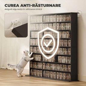 HOMCOM Dulap Suport Cd/dvd, Bibliotecă Con 8 Rafturi E 18 Rafturi Regolabili, Negru | Aosom Romania