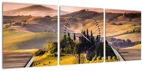 Tablou cu peisaj în carte (cu ceas) (90x30 cm)