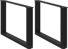 vidaXL Picioare pentru măsuță de cafea în formă de U, 2 buc., negru, 60x(42-43) cm, oțel