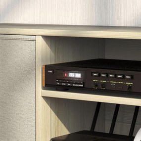 HOMCOM Comodă TV pentru TV de până la 50", cu 2 sertare detașabile și 2 rafturi deschise, 110x29x46,5 cm, aspect lemn și bej | Aosom Romania