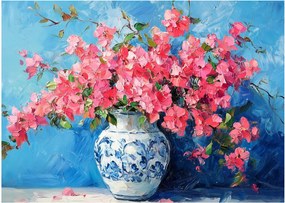 Tablou - Vază cu flori roz (70x50 cm)