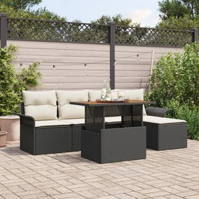 Set Sofa Grădină vidaXL 6 Piese cu Pernițe Ratan Poliat Negru