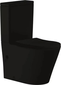 Set vas WC pe pardoseala Inter Ceramic Tornado Rimless negru cu rezervor si capac softclose