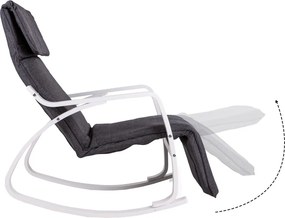 Scaun oscilant cu suport reglabil pentru picioare, cadru din lemn alb - gri