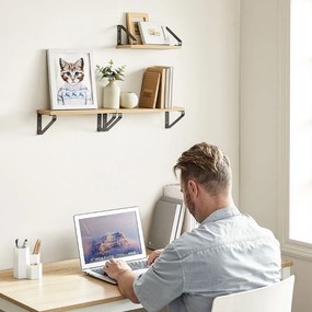 Vasagle Polițe de perete cu console ABBY, 3 bucăți, 30/35/40x12cm, maro deschis