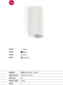 Aplica perete aluminiu negru, 2xGU10, SOLE round