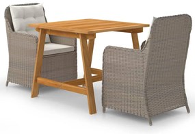 vidaXL Set de masă pentru grădină, 3 piese, maro