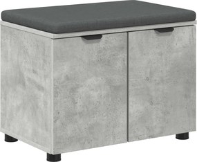 vidaXL Bancă pentru hol cu pernă cu raft Gri Beton 60 x 38 x 46 cm