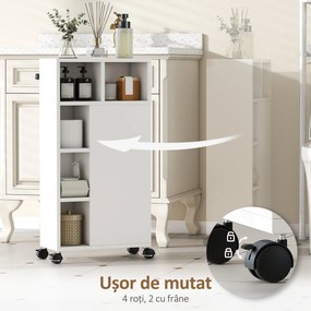 HOMCOM Unitate de Stocare pentru Baie Slim cu Roți - Alb | Aosom Romania
