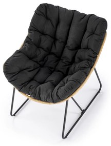 Fotoliu tapitat Whisper natur/negru - H90 cm