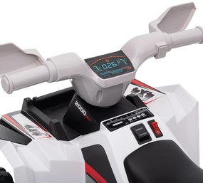 HOMCOM Quad electric pentru copii vehicul cu baterie 6V cu mers înainte și înapoi 70L x 41,5l x 48,5H cm Alb | Aosom Romania