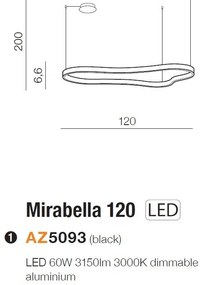 Lustra LED XXL suspendata design modern MIRABELLA 120 3000K DIMM BK