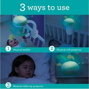 Carusel pentru pătuț cu sunete Infantino 3 în 1 3xAA verde