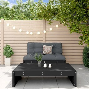 vidaXL Set mobilier de grădină cu perne, 2 piese, negru, lemn masiv