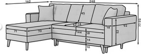 Colțar lemn masiv Extensibil Oslo 248x162cm Ladă Depozitare Personalizabil - Monolith 37