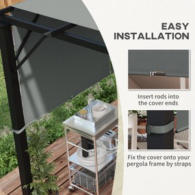Outsunny Învelitoare pentru Pergolă cu Buzunare și Curele pentru Stâlpi, 488x122 cm, Gri Închis | Aosom Romania