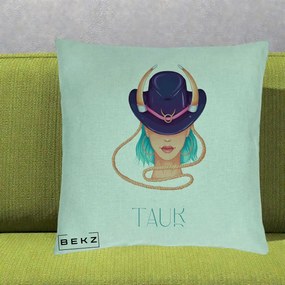 Perna Personalizata Zodie Taur, 40x40 cm, Verde Menta, Husa Detasabila, Perna Inclusa, BEKZ®