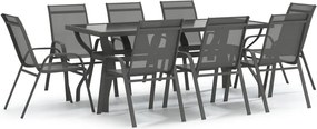 vidaXL Set de servit masa pentru grădină, 9 piese, gri și negru