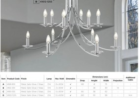 Lustra moderna design argintiu Ascona 8L 4168-8SS SRT