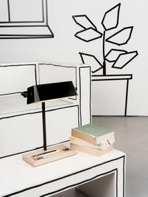 Lampa de birou din metal cu baza din lemn CAMBRIDGE negru CAMBRIDGE/T/B