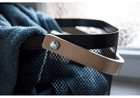 Organizator cu mâner din bambus pentru baie Wenko, negru