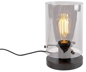 Lampă de masă design negru cu sticlă fum - Dome