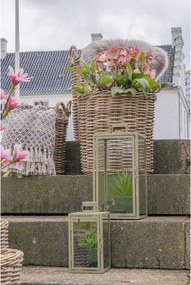 Felinare decorative Corfu, metal/vidră, verde, set de 2