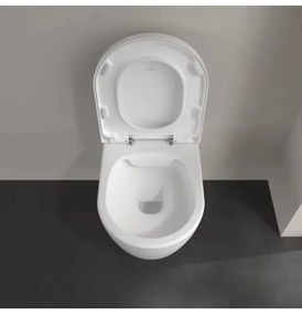 Set vas WC rimless suspendat, Villeroy&amp;Boch Avento, DirectFlush, cu capac inchidere lenta, 37x53cm, Alb Alpin, 5656HR01