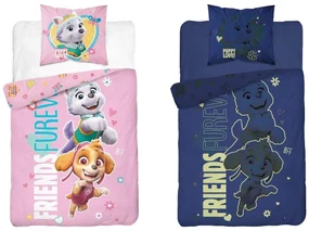 Lenjerie de pat luminoasa PAW PATROL Friends furever roz Dimensiune lenjerie de pat: 70 x 80 cm | 140 x 200 cm