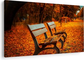 Tablou cu banca toamna (90x60 cm)