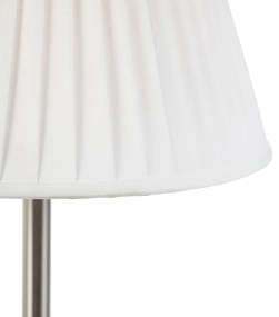 Lampă de masă clasică din oțel cu umbră plisată alb 35 cm - Simplo