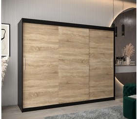 Dulap de haine 250 cm Toki (negru mat + stejar sonoma). 1064866
