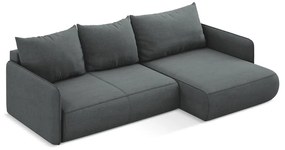 Colțar gri extensibil/cu spațiu de depozitare (cu colț pe partea dreaptă) Nanea – Makamii