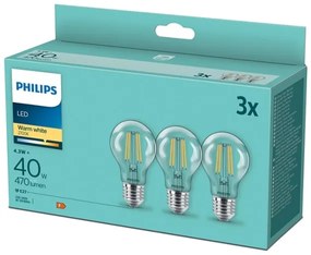 SET 3x bec LED VINTAGE Philips E27/4,3W/230V 2700K