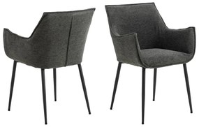 Scaun de sufragerie gri închis tapițat Bonita – Actona