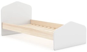 Pat pentru copii alb/în culoare naturală cu aspect de lemn de pin 90x190 cm Estefania – Marckeric