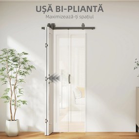 HOMCOM Ușă Glisantă Pliabilă 70x210 cm, Ușă Pliabilă Tip Portofel cu Mâner și Suprafață Vopsibilă, Alb | Aosom Romania
