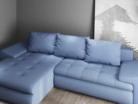 Colțar extensibil dumonde cu ladă de depozitare si sezut confortabil din spuma high-density, Leonardo Enjoy Albastru 260x185 cm