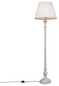 Lampă de podea țară gri cu nuanță plisse albă - Classico
