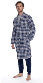 Halat de flanel pentru bărbați LUCAS XXL Albastru închis / Navy