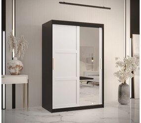 Dulap de haine Riven 2 120 (negru mat + alb mat) (cu oglindă). 1064171