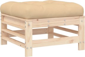 vidaXL Taburet de grădină cu pernă, lemn masiv de pin