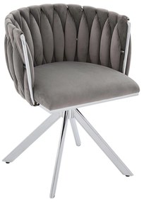 Set de 2 scaune pivotante din catifea, Gri | Aosom Romania